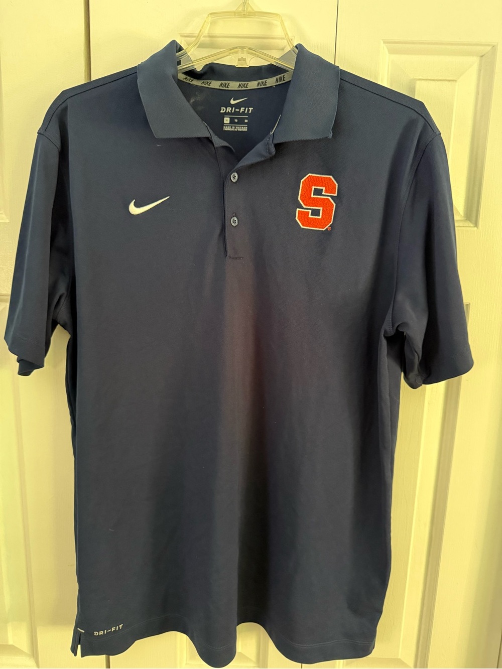 Authentic SYRACUSE NIKE Men's Navy Polo w/Orange Stitched ‘S' Patch